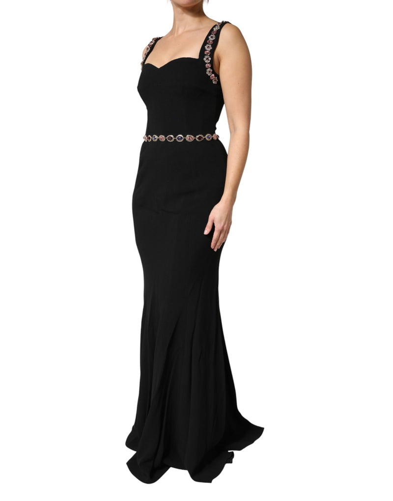 Dolce & Gabbana Black Embellished Sheath Mermaid Gown Dress
