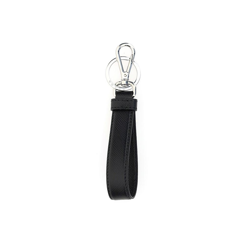 Porte-clés Prada en acier inoxydable noir