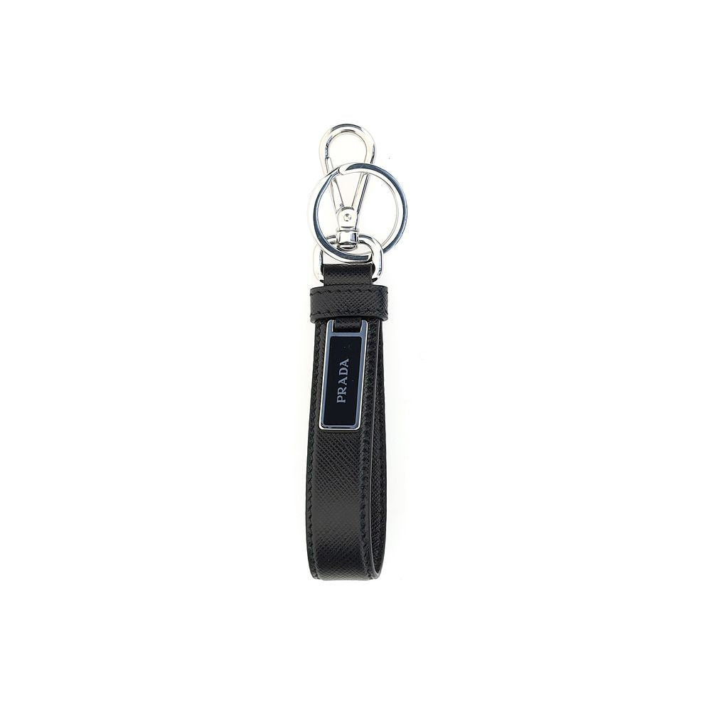 Porte-clés Prada en acier inoxydable noir