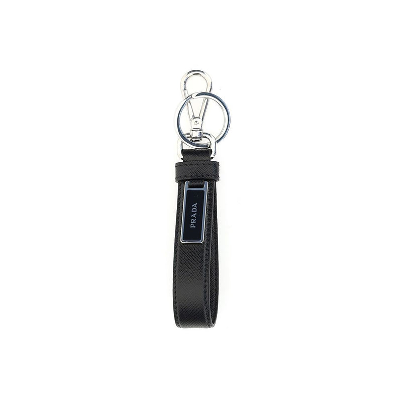 Porte-clés Prada en acier inoxydable noir