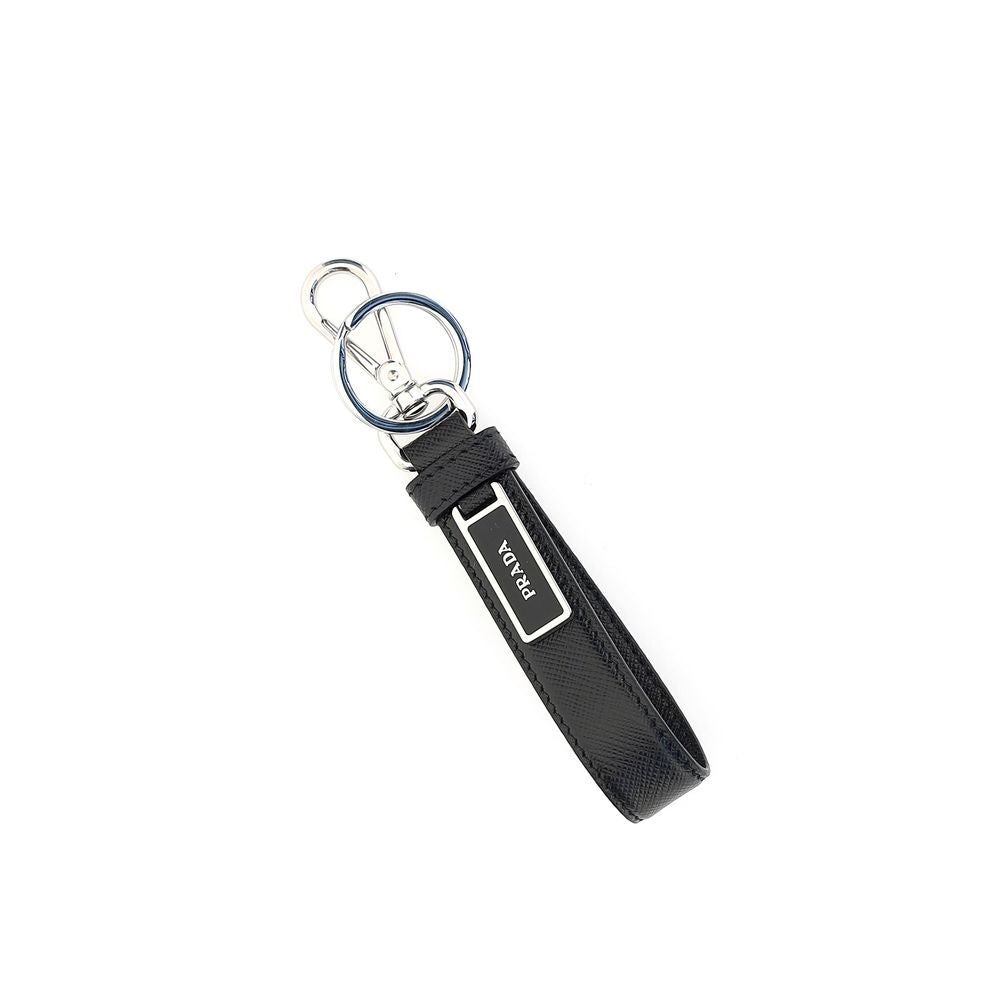 Porte-clés Prada en acier inoxydable noir