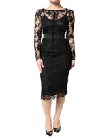 Robe Midi Dolce & Gabbana en Coton Noir avec Dentelle