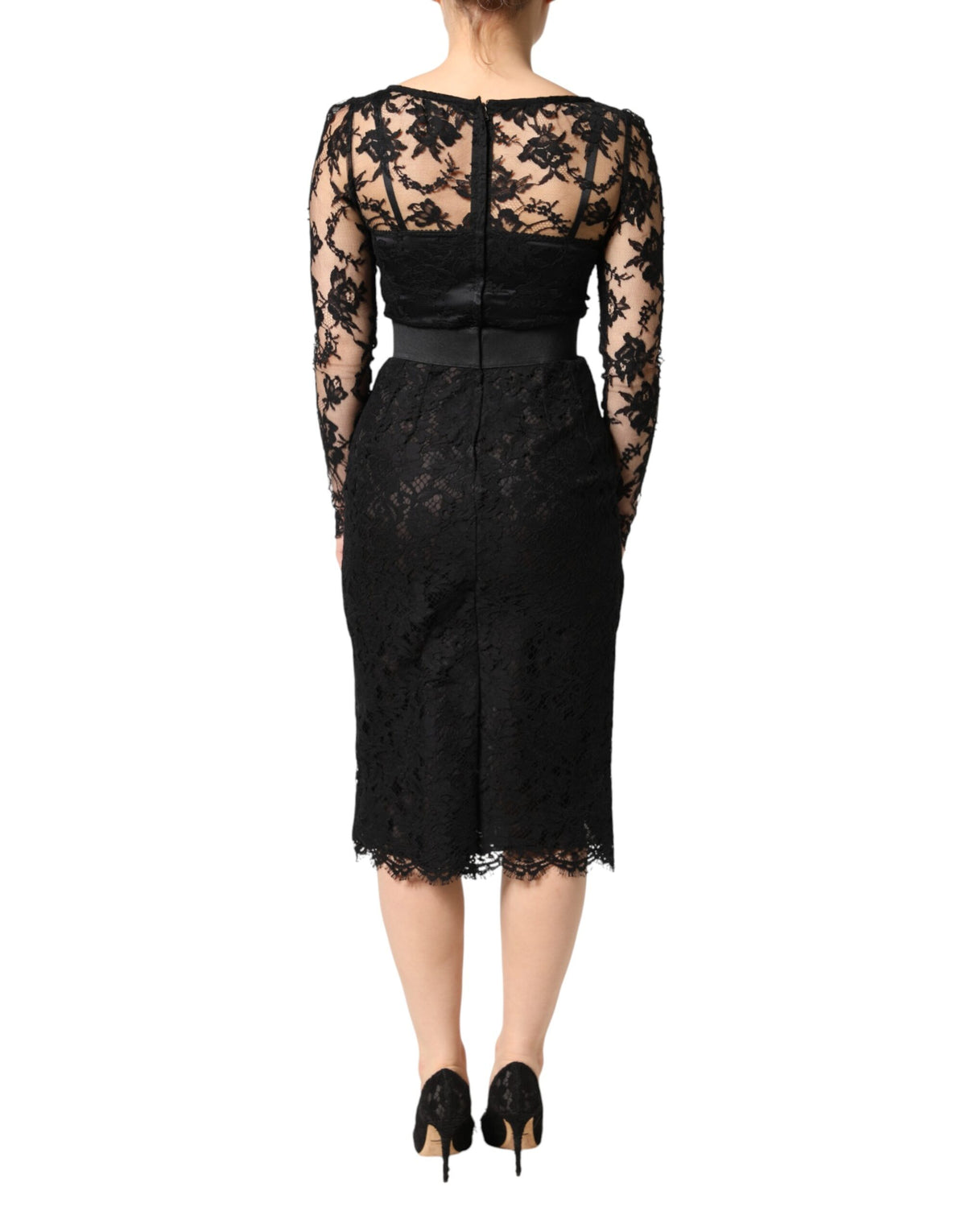 Robe Midi Dolce & Gabbana en Coton Noir avec Dentelle