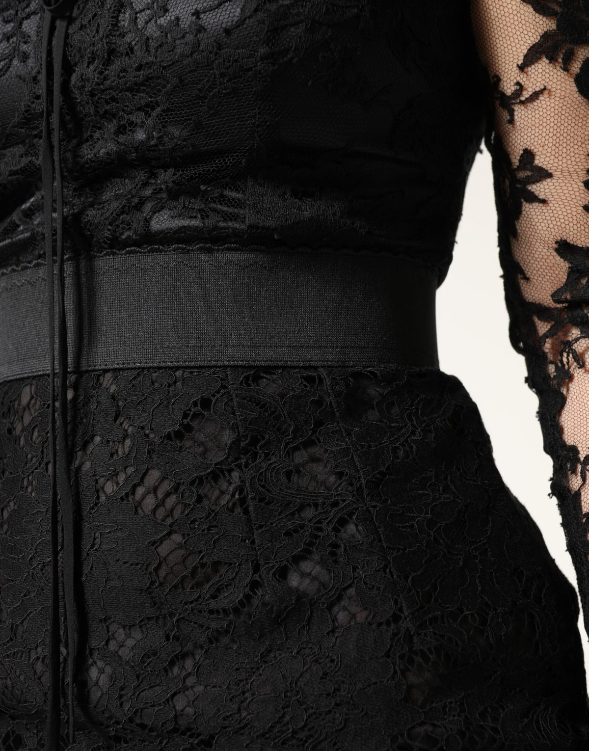 Robe Midi Dolce & Gabbana en Coton Noir avec Dentelle