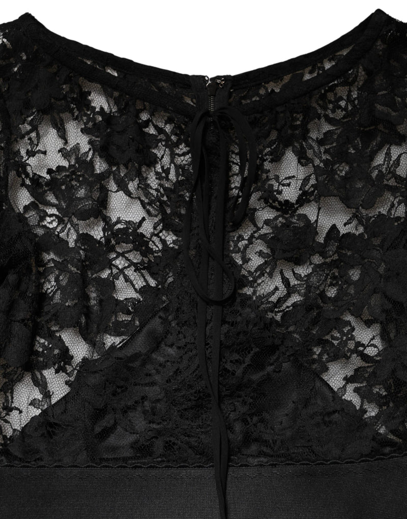 Robe Midi Dolce & Gabbana en Coton Noir avec Dentelle
