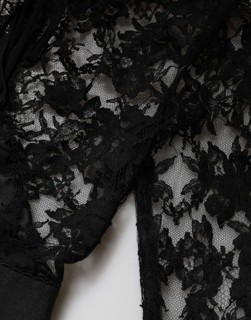 Robe Midi Dolce & Gabbana en Coton Noir avec Dentelle