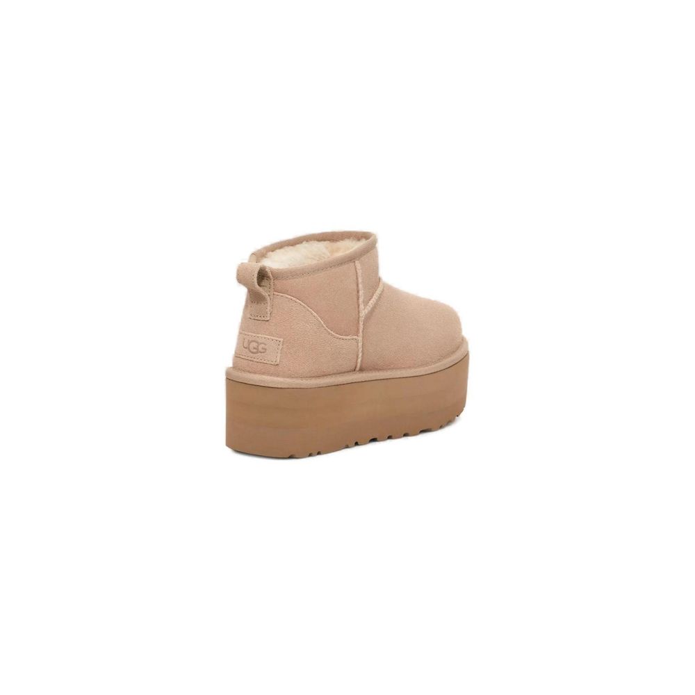 UGG Classic Ultra Mini Platform Beige Suede Ankle Boots