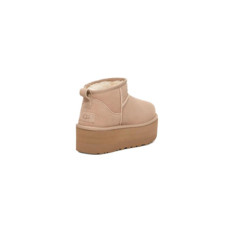 UGG Classic Ultra Mini Platform Beige Suede Ankle Boots