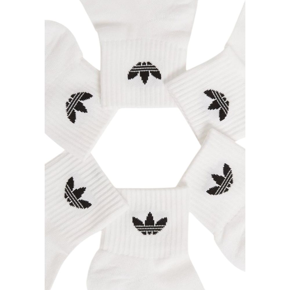 Adidas Originals White Cotton Socks - 6-Pair Pack for Men