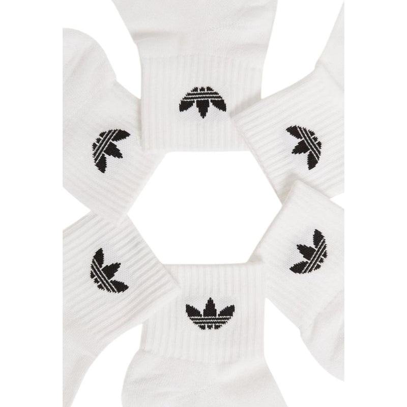 Adidas Originals White Cotton Socks - 6-Pair Pack for Men