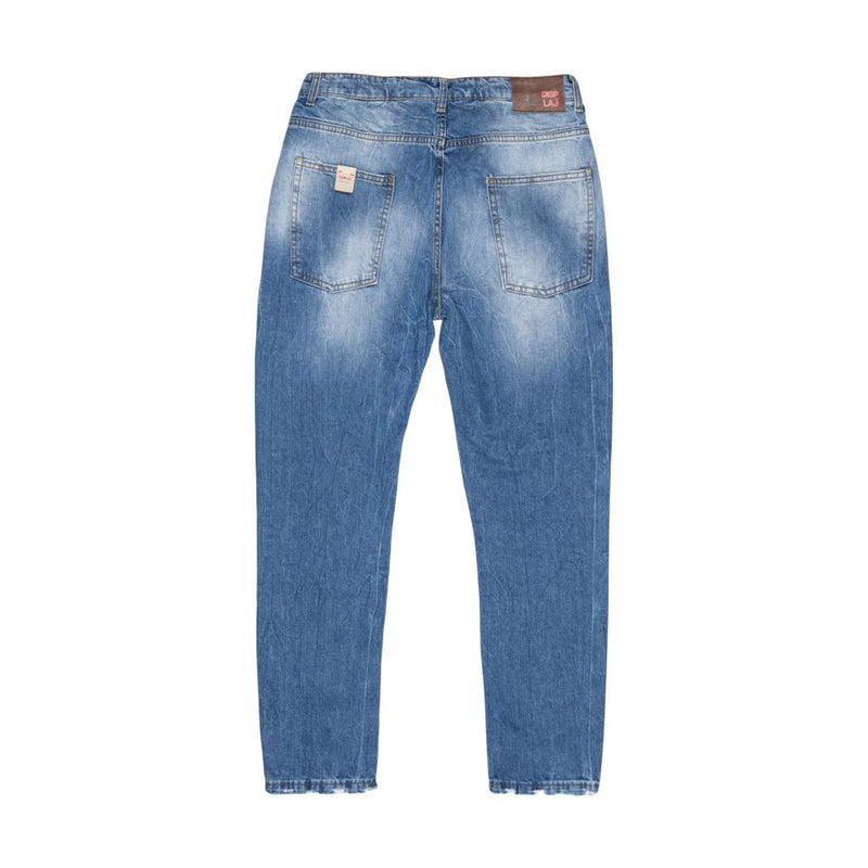 Displaj Blue Cotton Relaxed Fit Jeans for Men