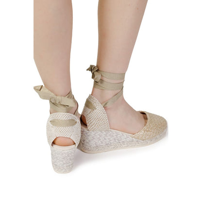 Espadrilles grises en coton à talons hauts