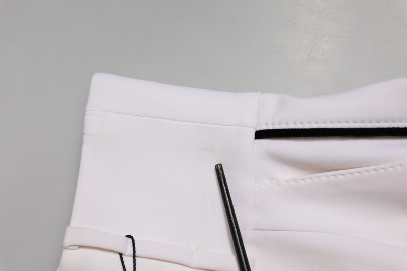 Dolce & Gabbana Pantalon Tapered en Laine Blanche Taille Haute