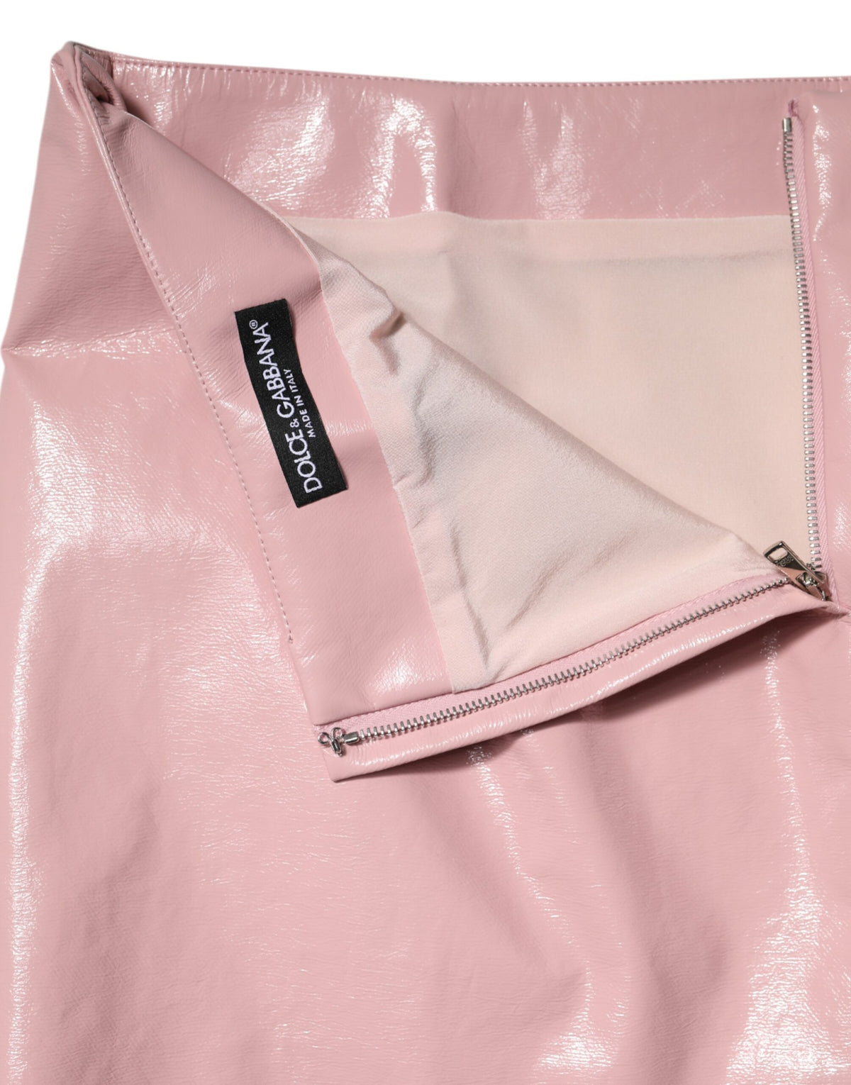 Dolce & Gabbana Jupe Mini Haute Taille Glossy Rose en Coton