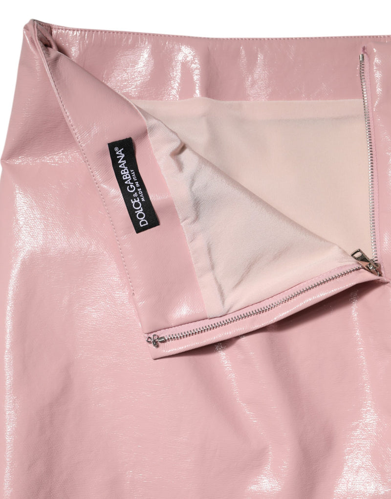 Dolce & Gabbana Jupe Mini Haute Taille Glossy Rose en Coton