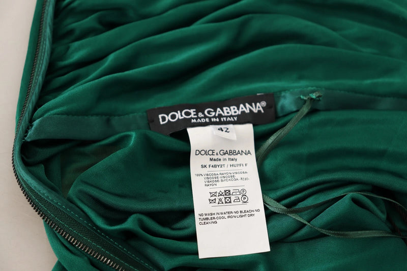 Dolce & Gabbana Dark Green High Waist Midi Skirt - Pencil Cut