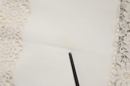 Dolce & Gabbana White Floral Lace High Waist Pencil Cut  Skirt
