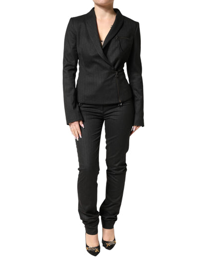 Ensemble veste blazer noire croisée pantalon 2 pièces
