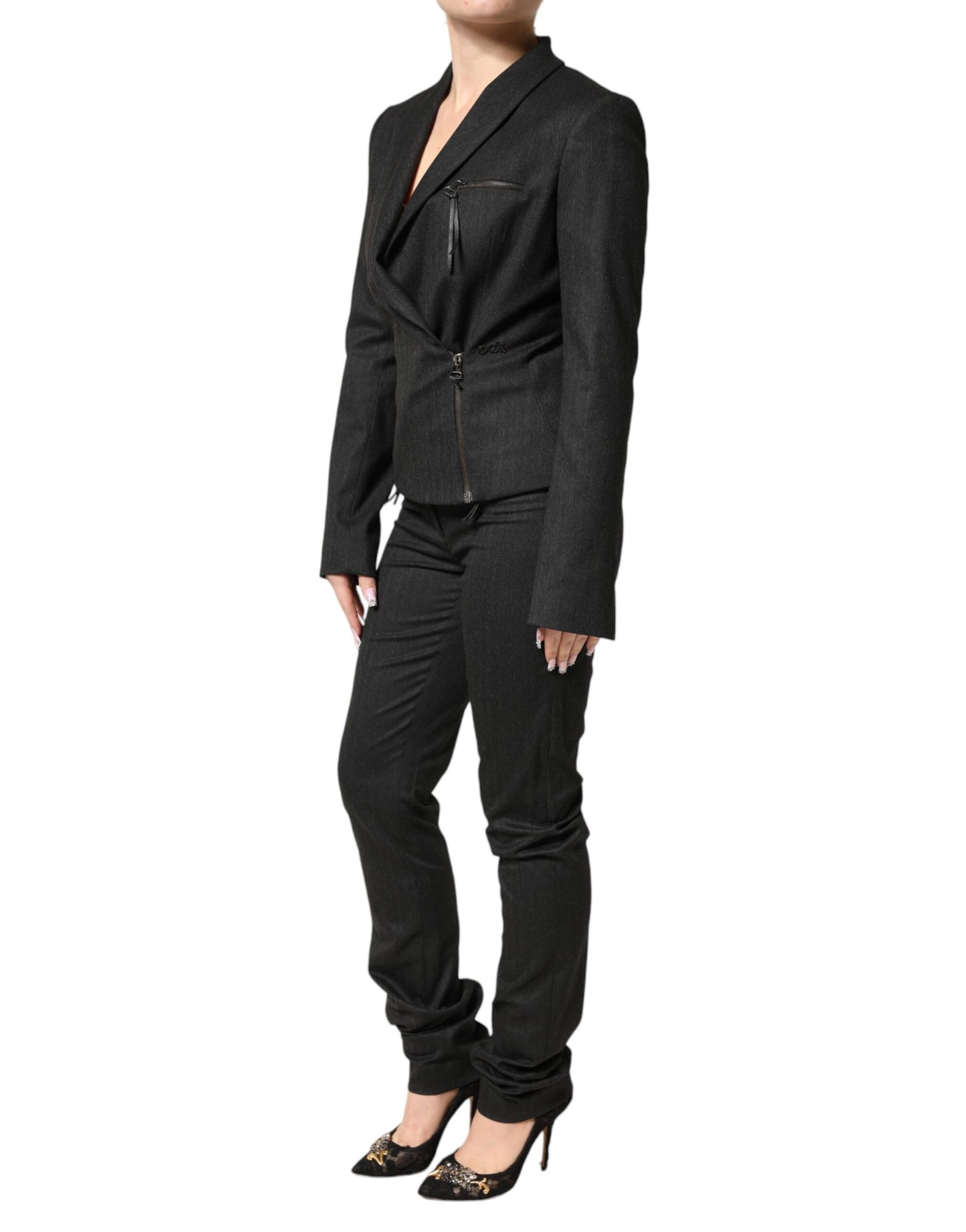 Ensemble veste blazer noire croisée pantalon 2 pièces