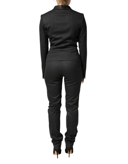 Ensemble veste blazer noire croisée pantalon 2 pièces