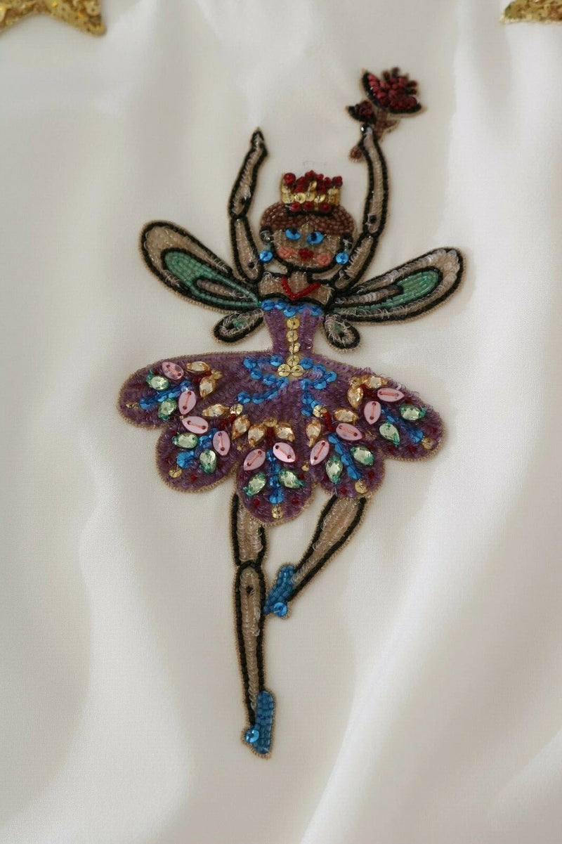 Dolce & Gabbana White Embellished Crystal Sequin Fairy Top