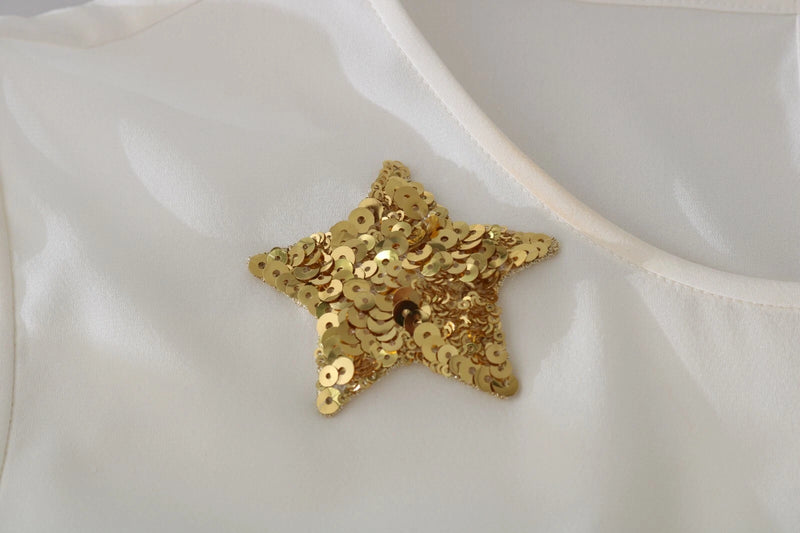 Dolce & Gabbana White Embellished Crystal Sequin Fairy Top
