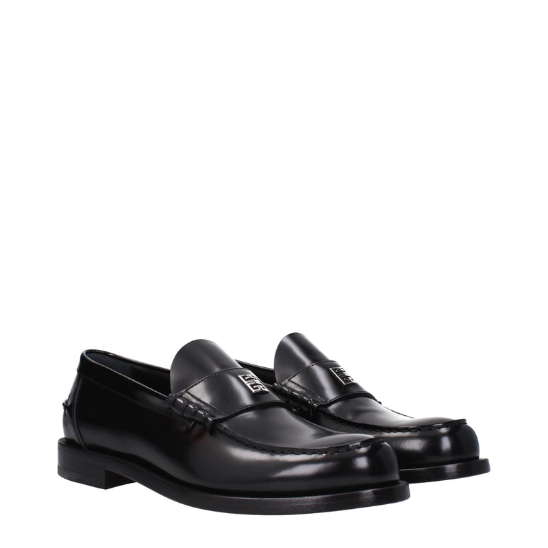 Givenchy Black Leather Slip-On Loafers for Men