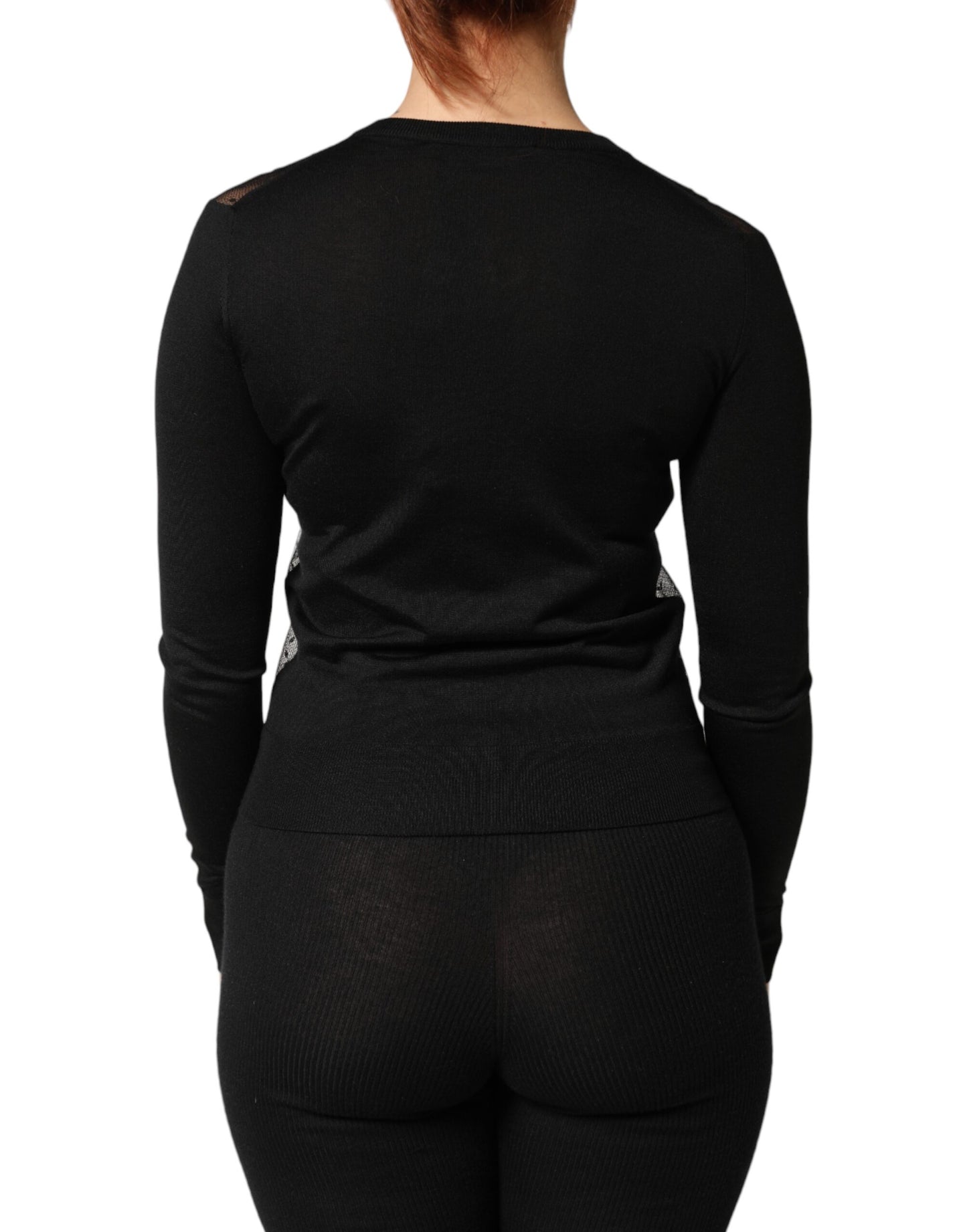 Dolce & Gabbana Black Sheer Button Down Cardigan Sweater