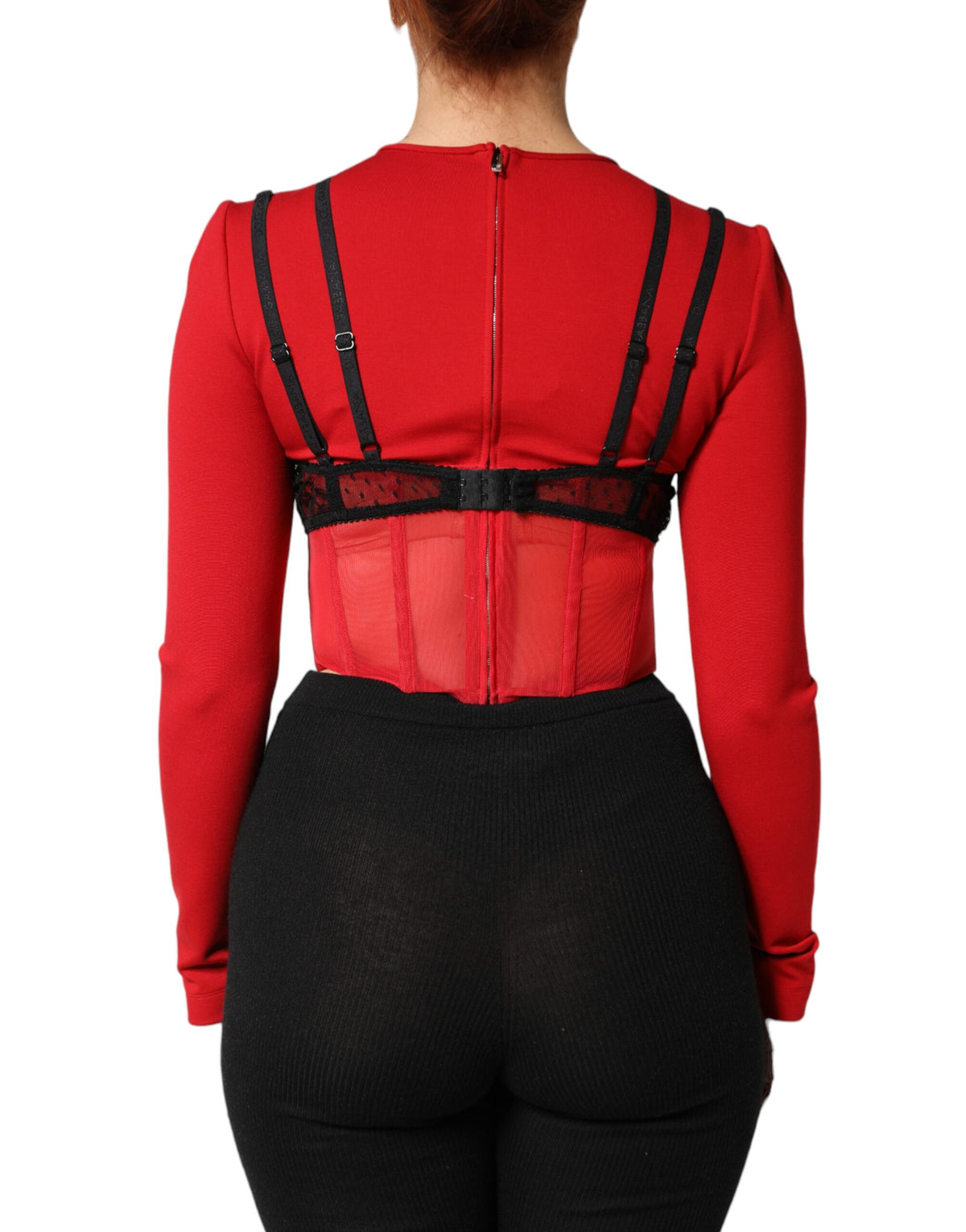 Dolce & Gabbana Red and Black Bralette-Style Cropped Top