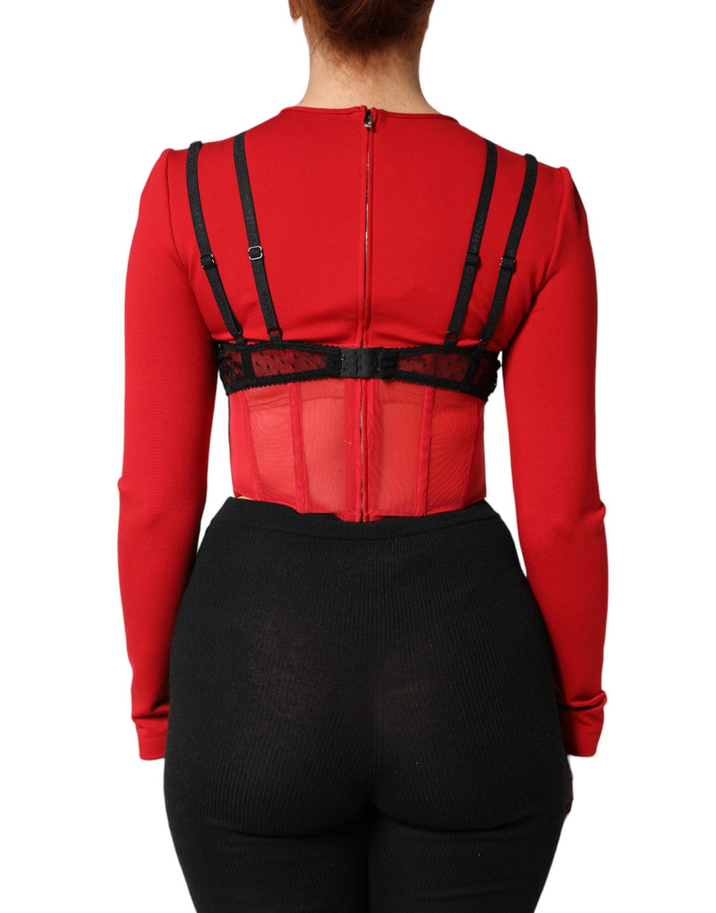 Dolce & Gabbana Red and Black Bralette-Style Cropped Top