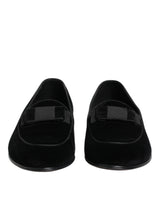 Dolce & Gabbana Black Velvet Slip On Loafers for Men