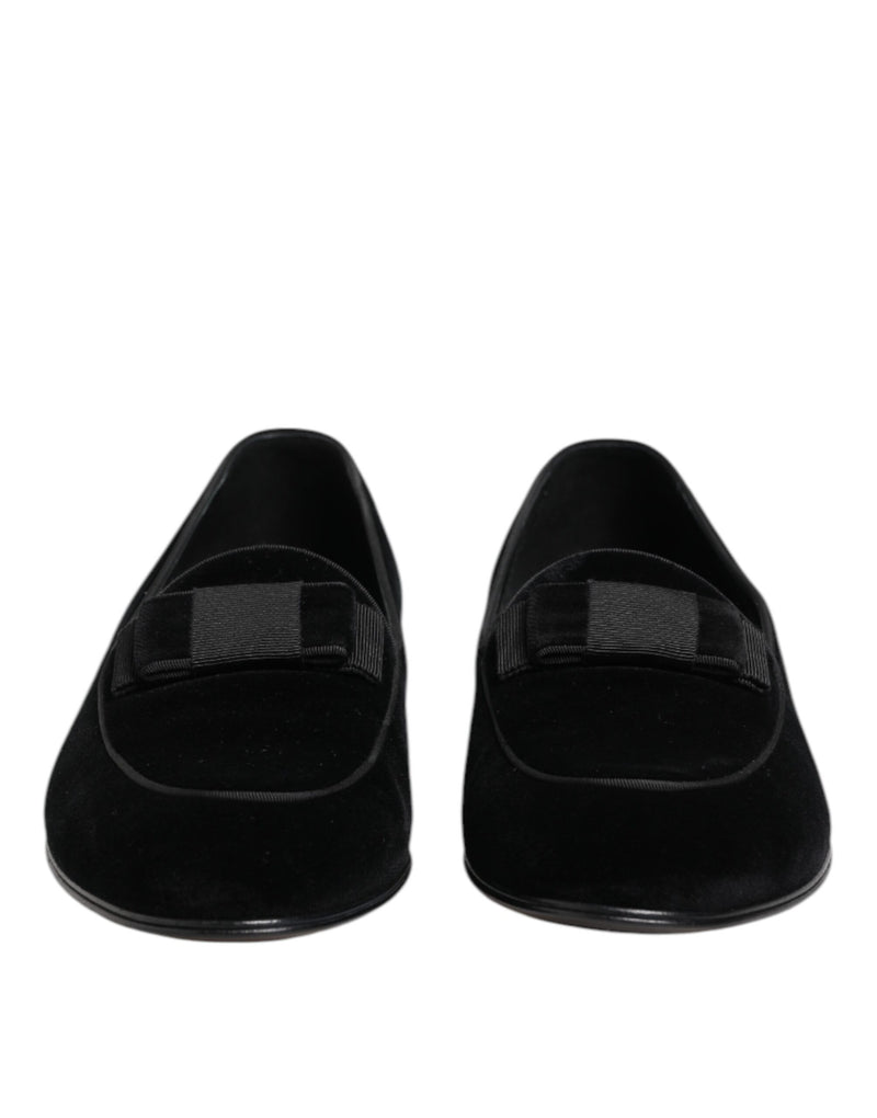 Dolce & Gabbana Black Velvet Slip On Loafers for Men