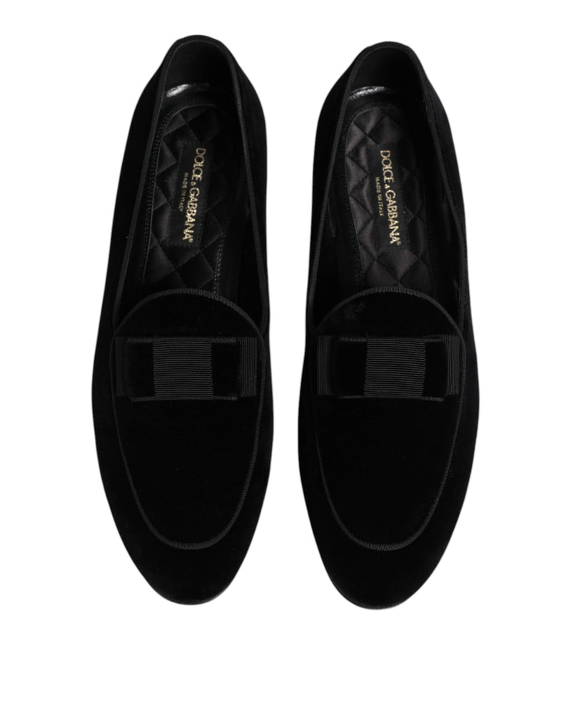 Dolce & Gabbana Black Velvet Slip On Loafers for Men