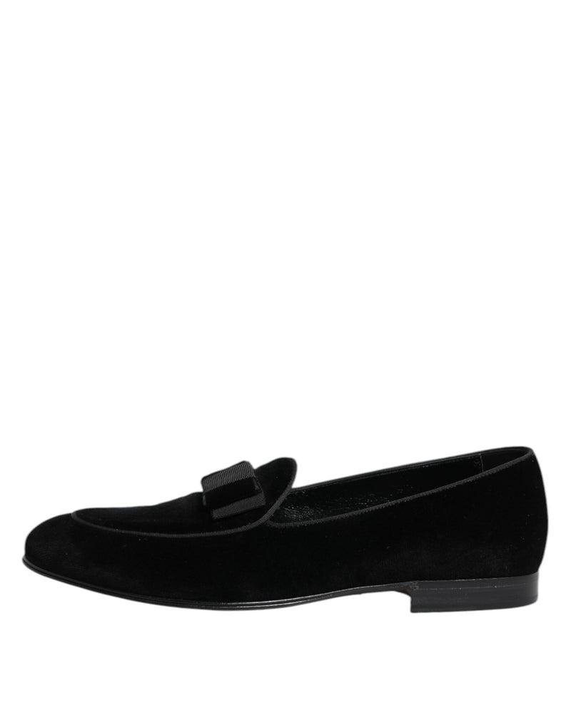Dolce & Gabbana Black Velvet Slip On Loafers for Men