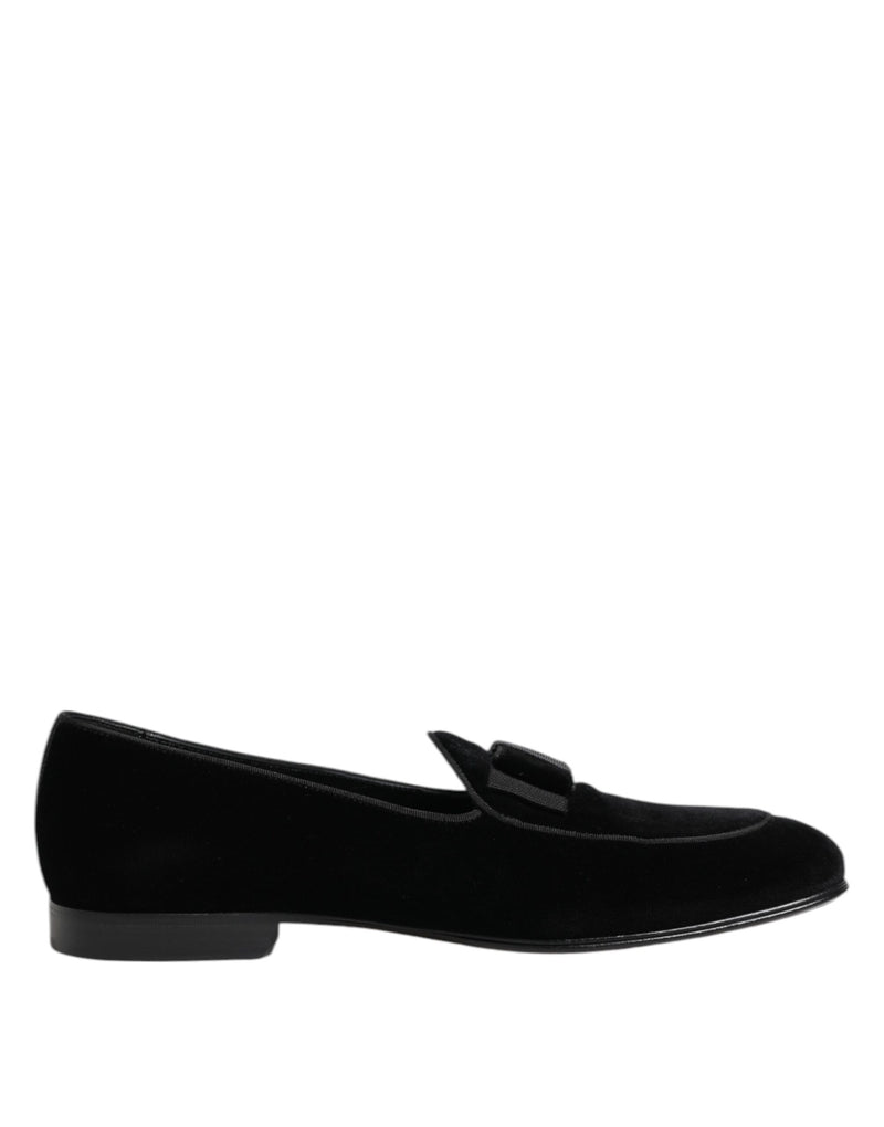 Dolce & Gabbana Black Velvet Slip On Loafers for Men