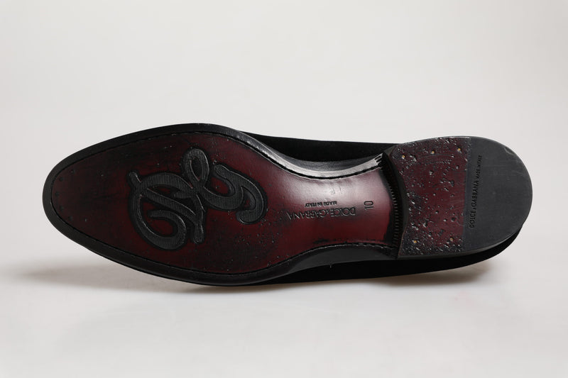 Dolce & Gabbana Black Velvet Slip On Loafers for Men