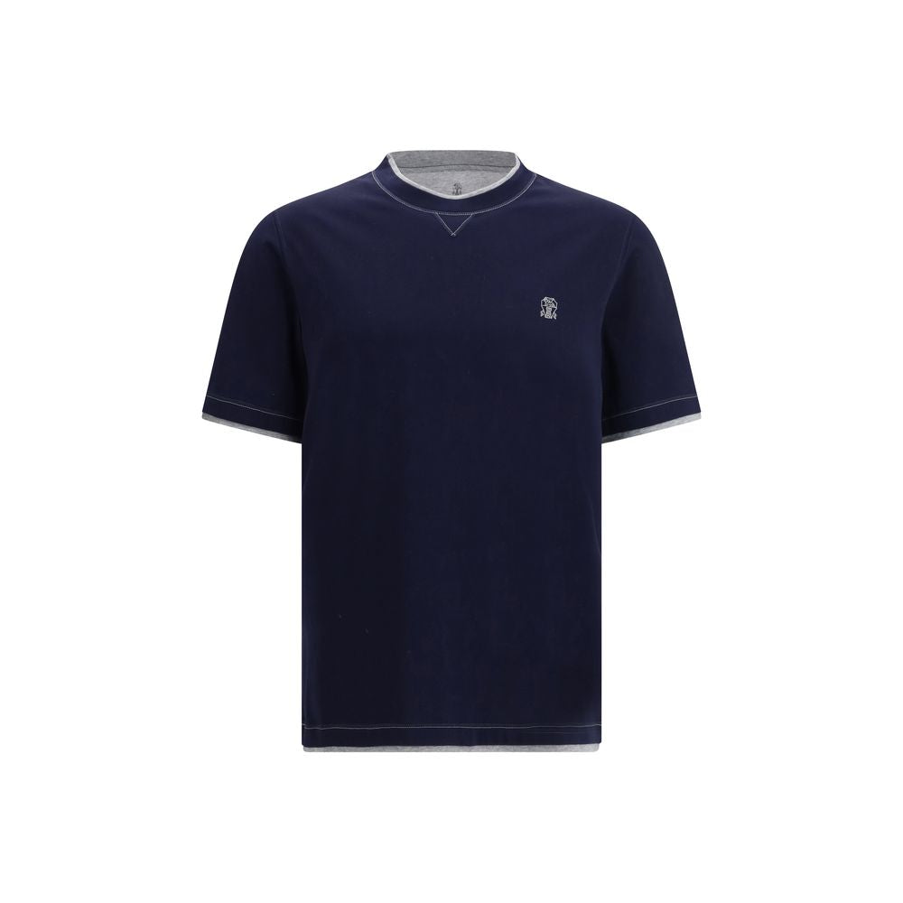 Brunello Cucinelli T-Shirt en Coton Bleu - Élégance Décontractée