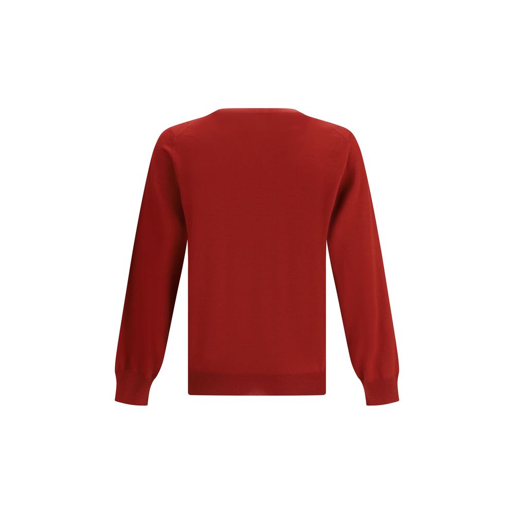 Brunello Cucinelli Red Fleece Wool Sweatshirt - Regular Fit