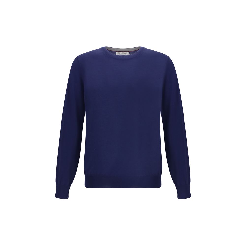 Brunello Cucinelli Blue Fleece Wool Sweatshirt - 3XL
