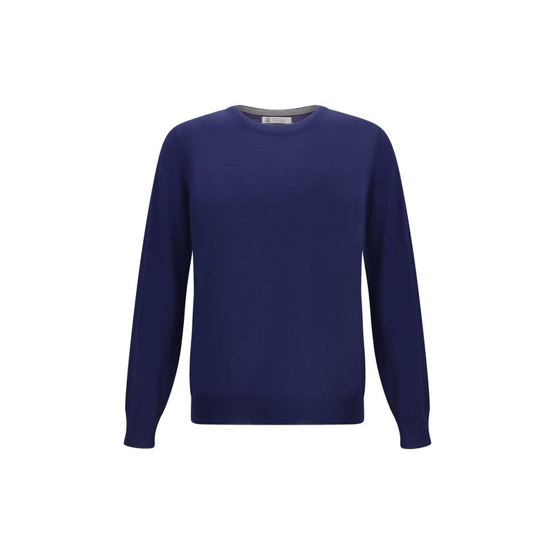 Brunello Cucinelli Blue Fleece Wool Sweatshirt - 3XL