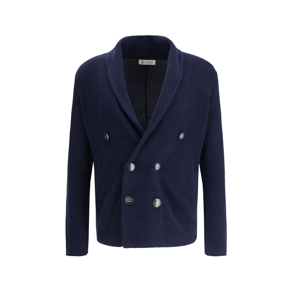 Brunello Cucinelli Cardigan en Coton Bleu - Élégance Raffinée