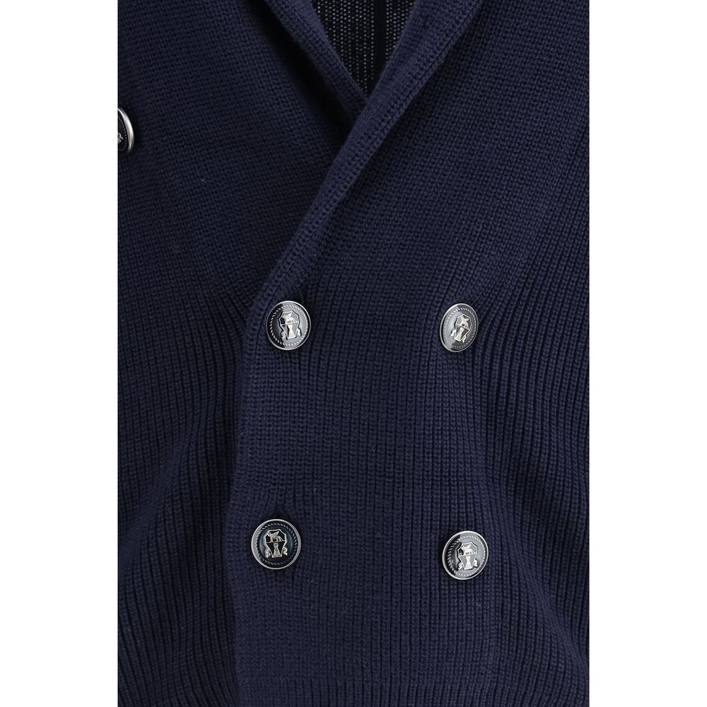 Brunello Cucinelli Cardigan en Coton Bleu - Élégance Raffinée
