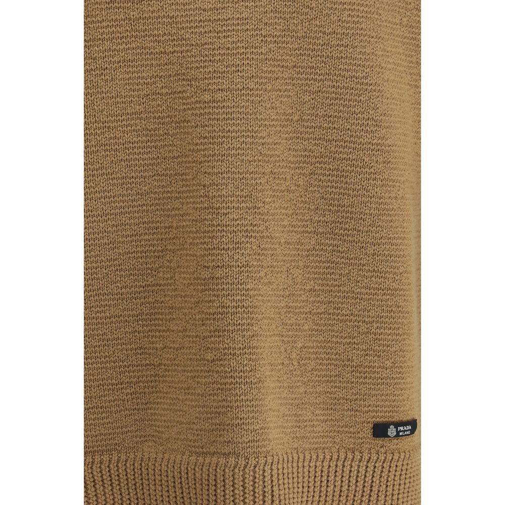 Sweat-shirt en laine beige Prada