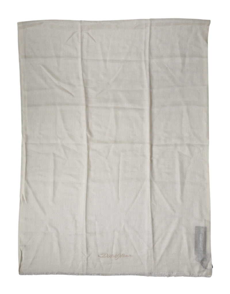 Dolce & Gabbana White Cashmere Knit Neck Wrap Shawl Scarf