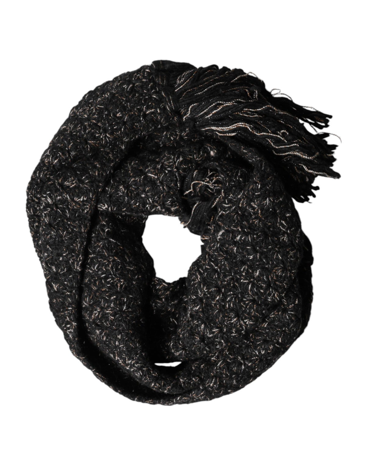 Foulard Dolce &amp; Gabbana en laine noire à franges