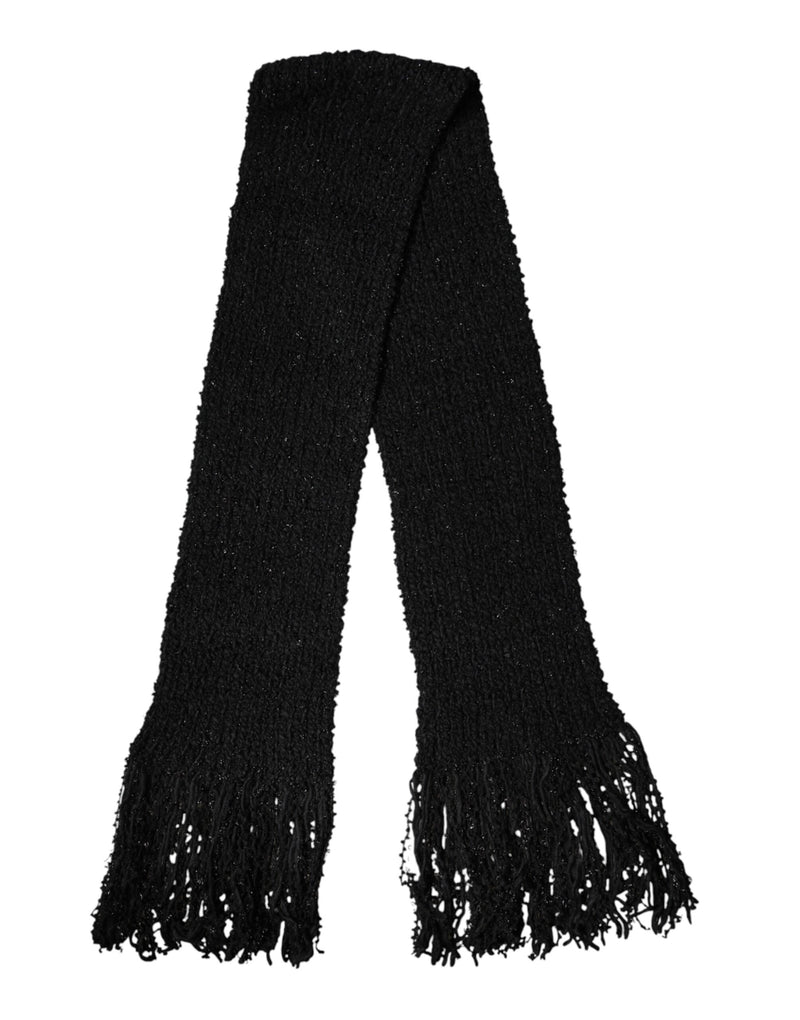 Foulard Dolce &amp; Gabbana en laine noire à franges