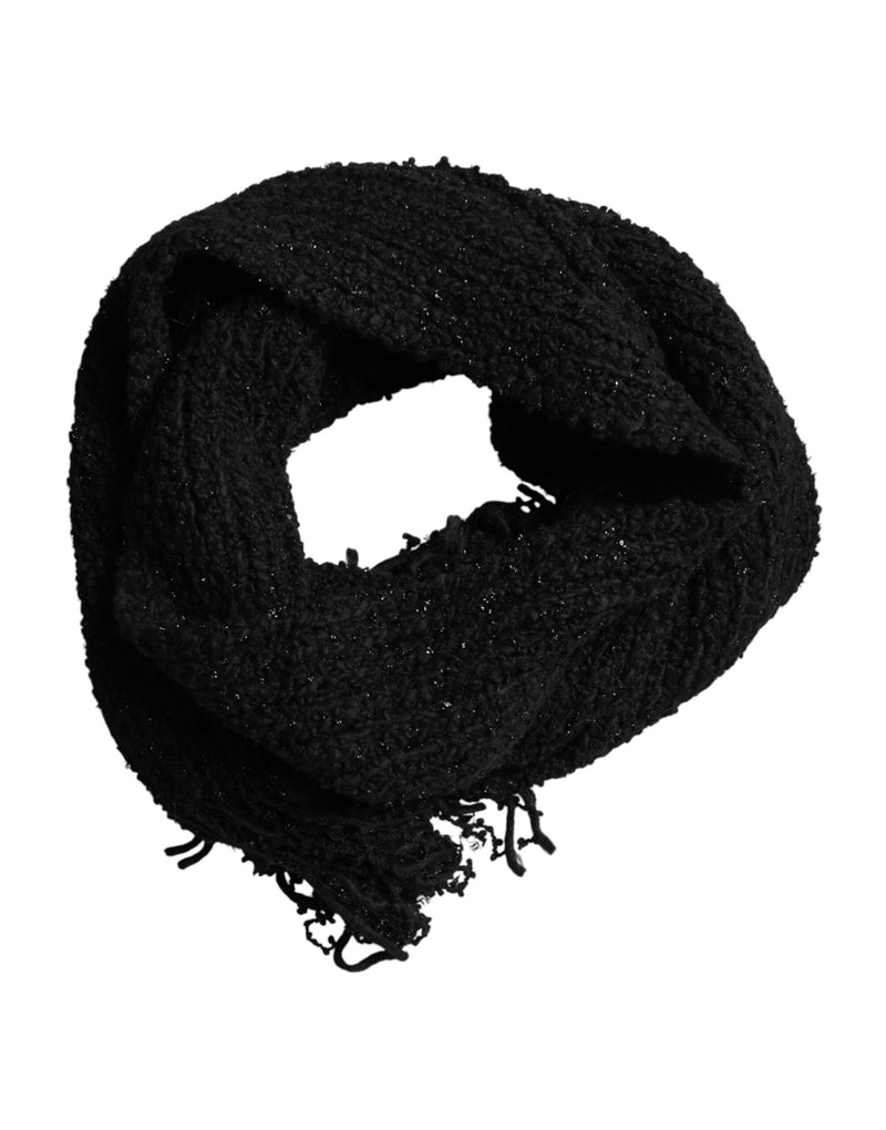 Foulard Dolce &amp; Gabbana en laine noire à franges