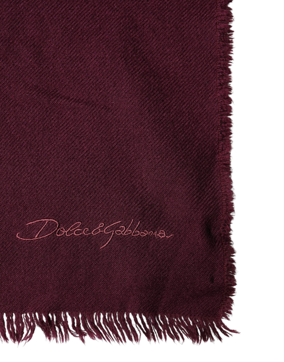Écharpe châle Dolce &amp; Gabbana en cachemire bordeaux à franges