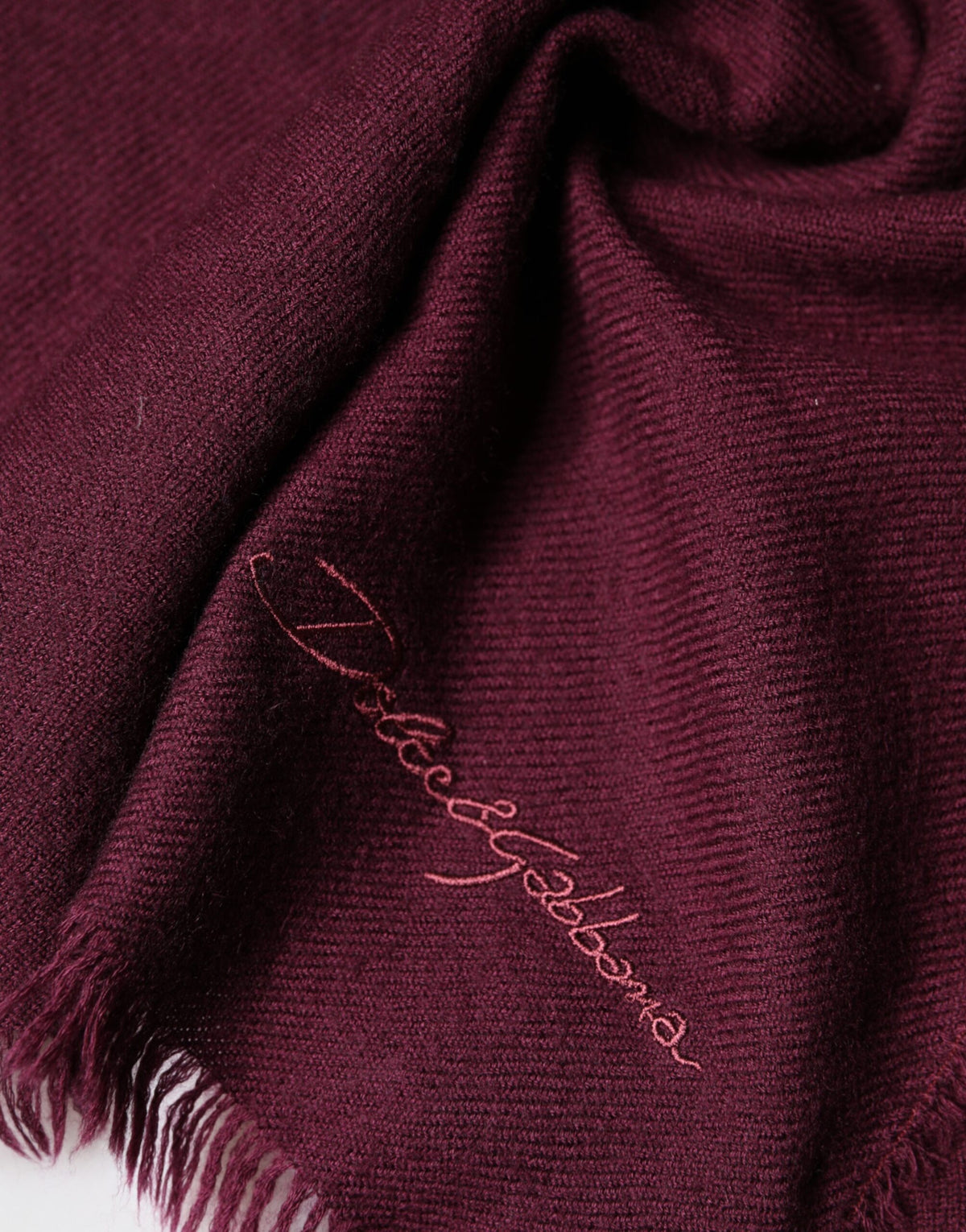 Écharpe châle Dolce &amp; Gabbana en cachemire bordeaux à franges