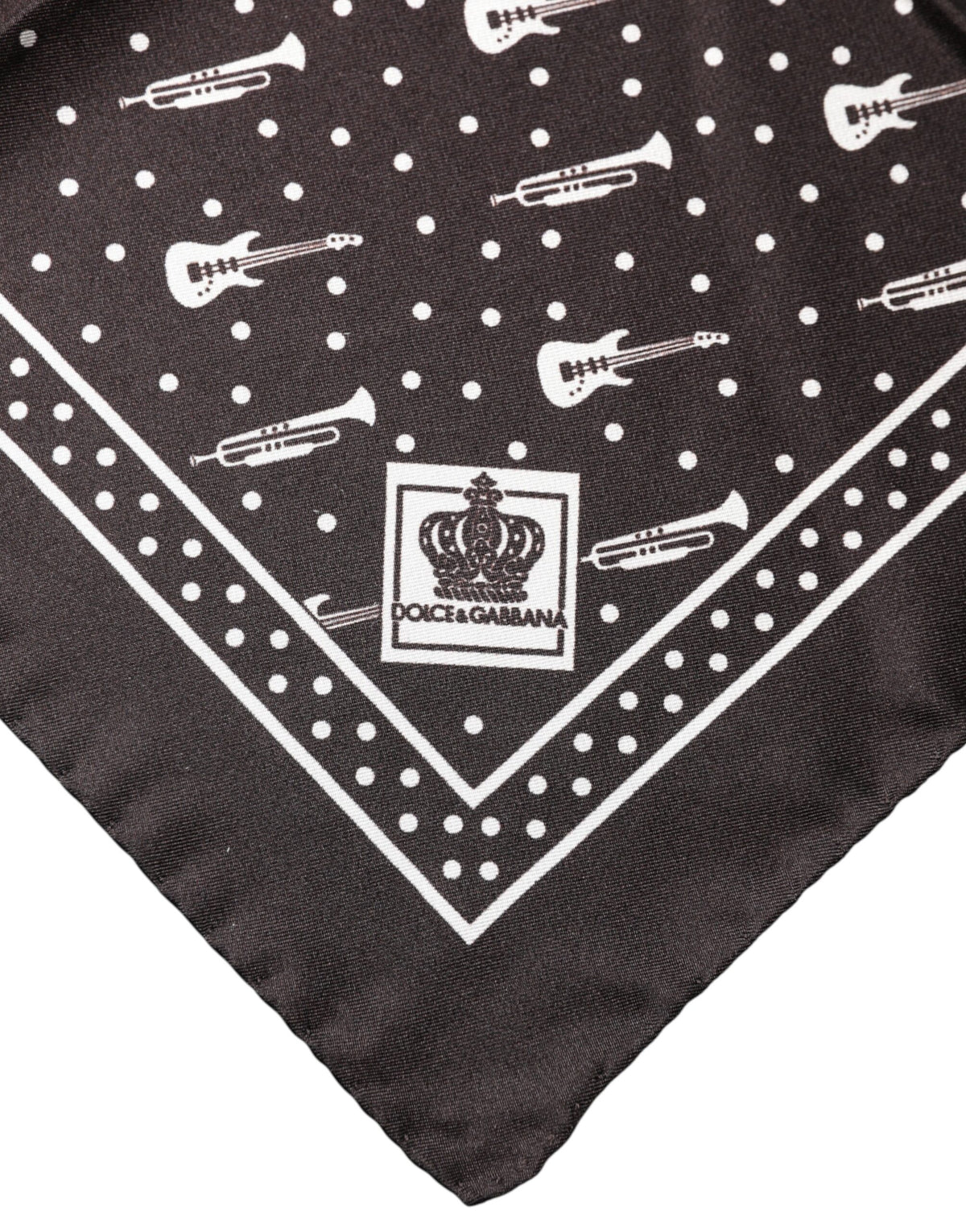 Mouchoir Dolce &amp; Gabbana noir à motif guitare et trompette pour homme